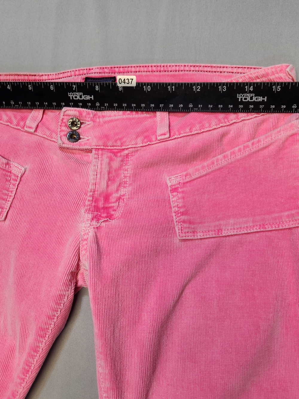 Vtg Y2K Von Dutch Women 27 Spell Out Wide Leg Flared Stretch Jeans Pink Corduroy - Picture 5 of 12